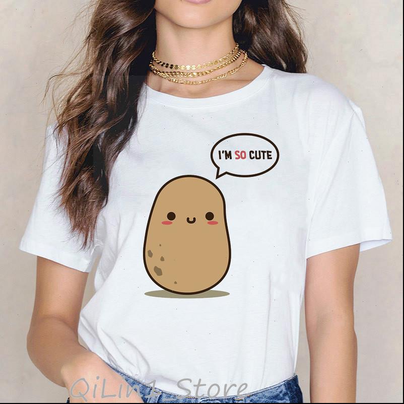 

cute potato printed funny t shirts women harajuku kawaii cartoon print tee shirt femme graphic tumblr clothes white tshirt