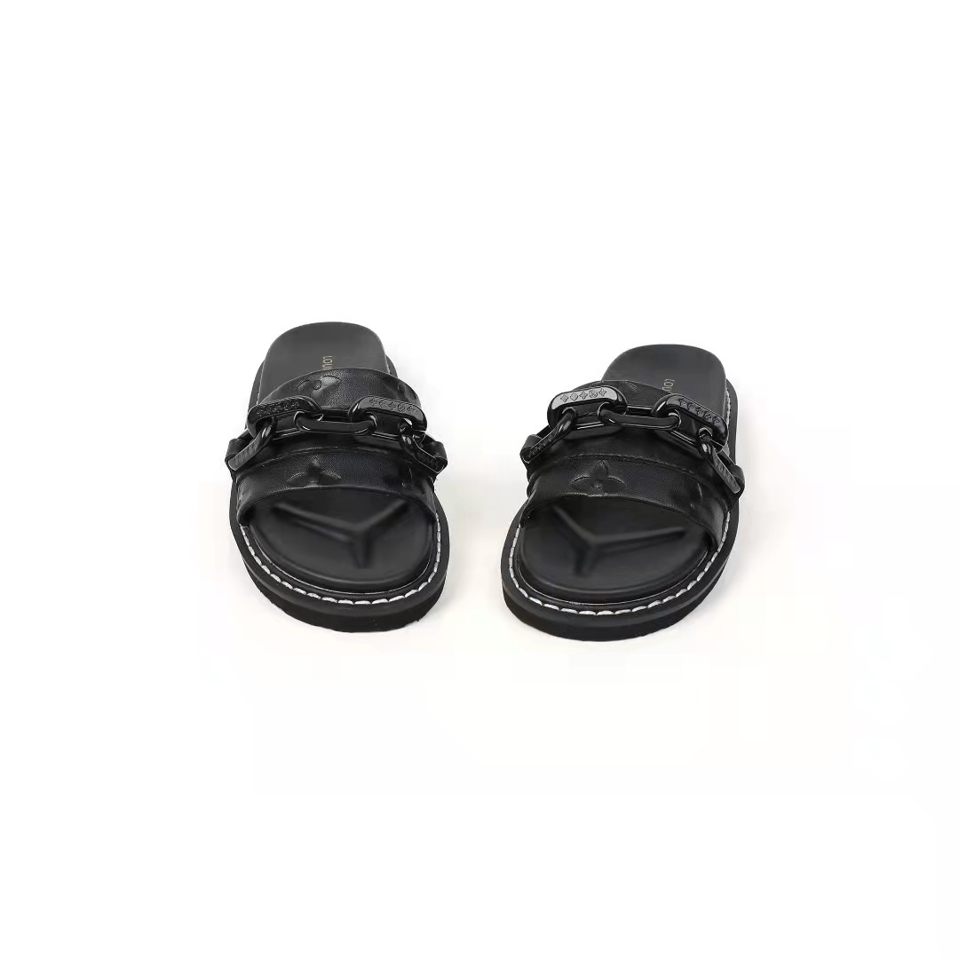 

kid slipper sandals black or white girl summer slippers leather vamp child designer outdoor sandal shoe dress eu 26-35 fashion in 2022
