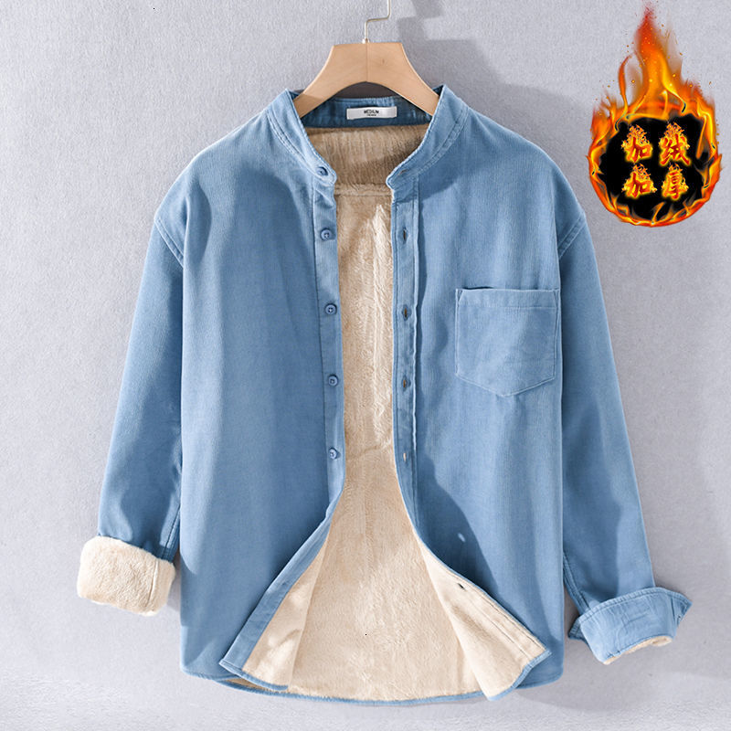 

Shirts 2021 Men's Autumn Thin New Winter. Pure Retro and Thick Long Sleeve Velvet, Shirt, Young Clothes. JZZO, Red.