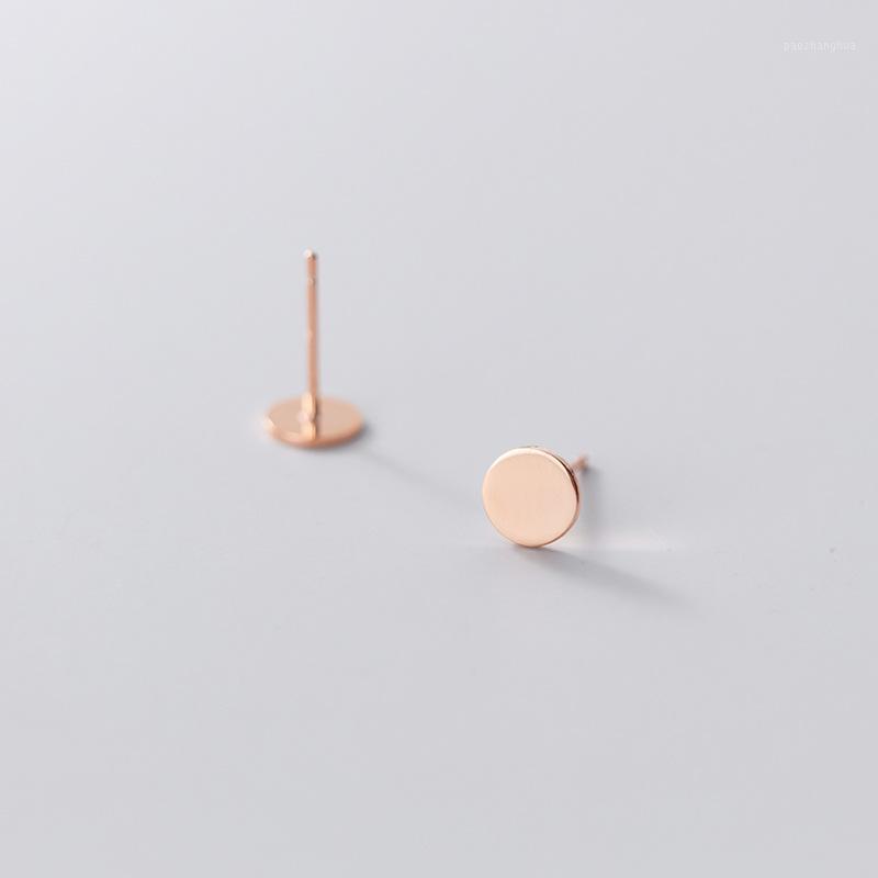 

Stud Small 6mm Men Women's Jewelry Genuine 925 Sterling Silver Polished Gold Coin Round Ear-bone Earrings C-G6922, Golden;silver