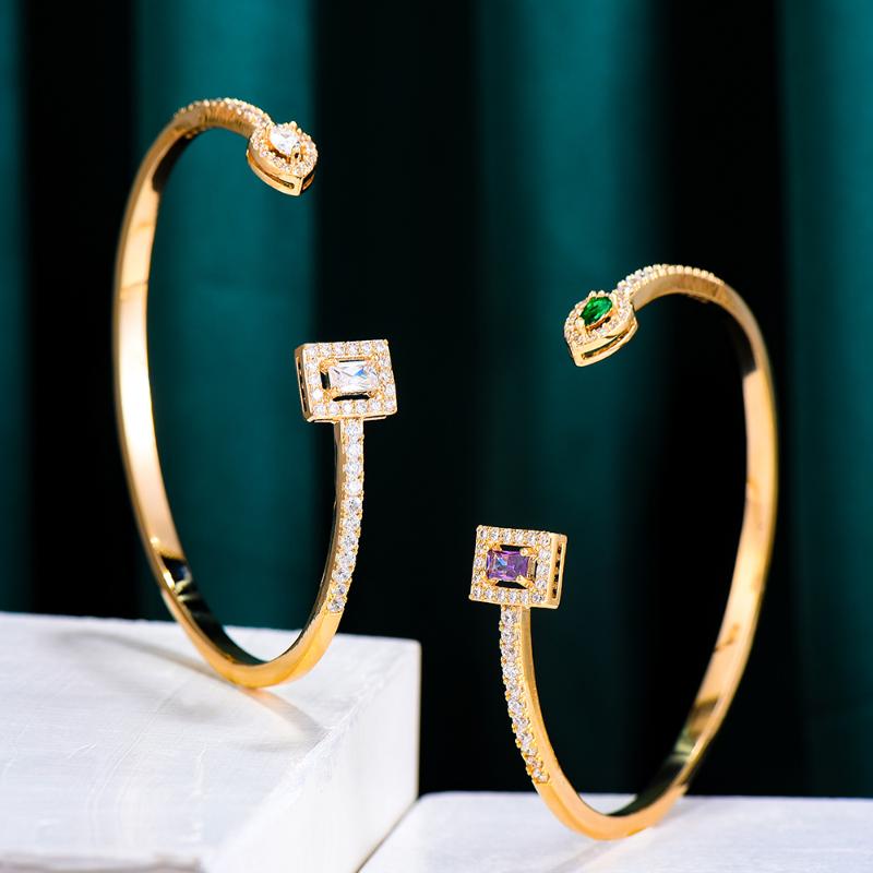 

GODKI Simple Unique Multicolor Bracelet Bangle For Women Wedding Party Zircon Crystal Engagement DUBAI Bridal Jewelry Gifts