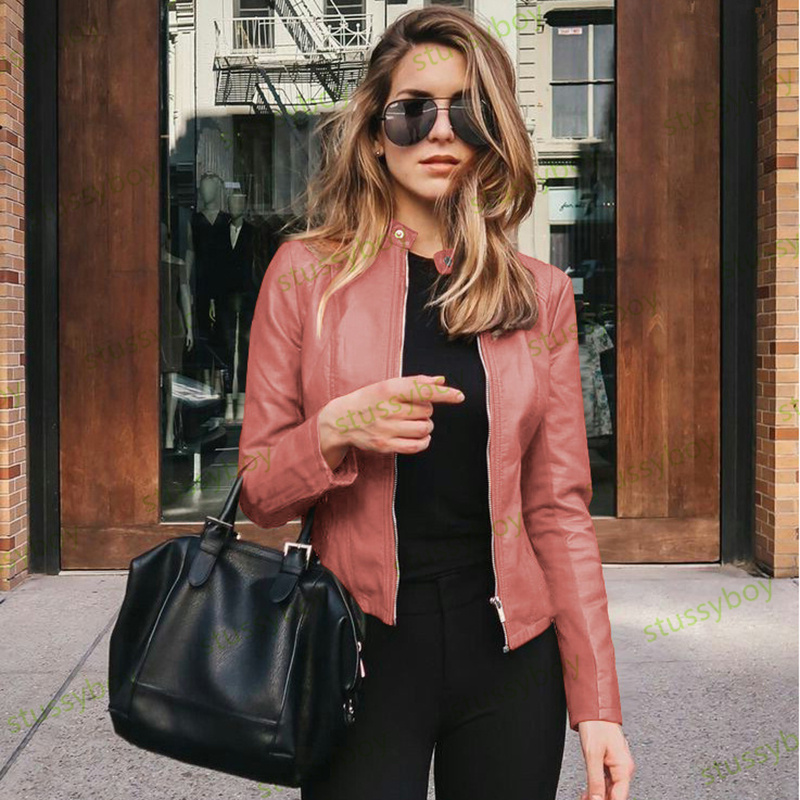 

Designer Woman Leather Jackets Fashion Pu Suit Jacket Female Zipper Basic Outerwear Motorcycle Biker Coat S-3XL, Black