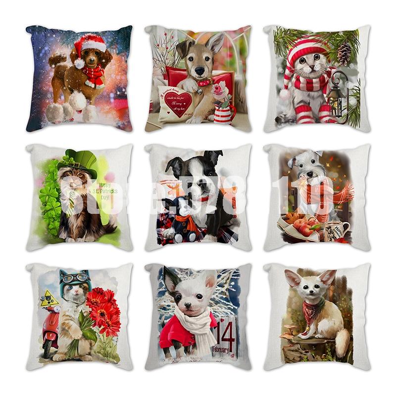 

Cat and dog Print 45*45cm adorable animals Cushion Cover Linen Throw Pillow Car Home Decoration Decorative covers Pillowcase Pillow Case