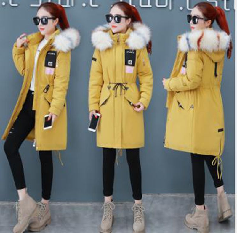 

Wholesale women's winter plus size mid-length loose hooded down padded jacket, Green