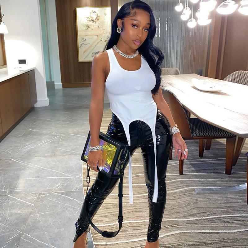 

Women's Tanks & Camis Basic Long Ribbon White Tank Tops For Women Hight Street Casual Wear 2022 Summer Chic Fashionable Vest Club Camisole