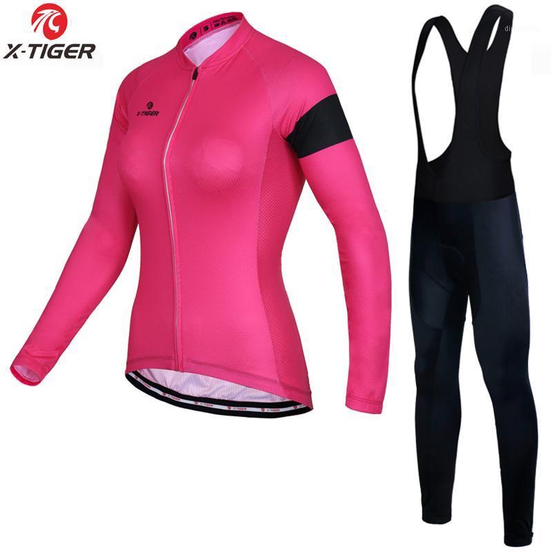 

X-Tiger 2020 Anti-UV Autumn Cycling Clothing Suit 100% Polyester MTB Bicycle Clothes Long Sleeve Cycling Jersey Set For Women1, Normal cycling set