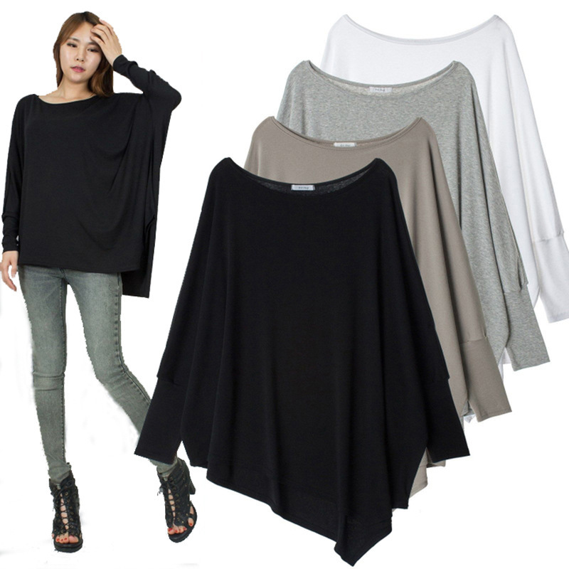 

2021 New Unscheduled solid-colored shirt of women tops cotton streetwear bat young female large custom cut-off size OFBT, Gray.