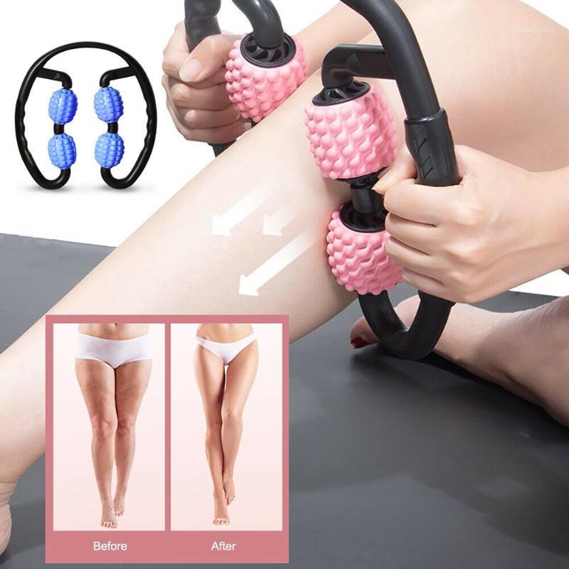 

360° Leg Clamp Muscle Massager 4 Wheels Roller Waist Massage Stick Yoga Fitness Equipments1