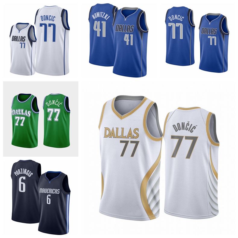 

2021 Men Luka 77 City Doncic Jersey Retro Dirk 41 Nowitzki Jerseys New Season Basketball Jersey, Black;red