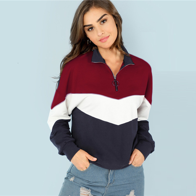 

2021 New Women's Winter Long Sleeve Casual Colorblock Plus Veet Warm Sweatshirt Autumn Female Hoodies Tops Y316 Nhbi, Wine red