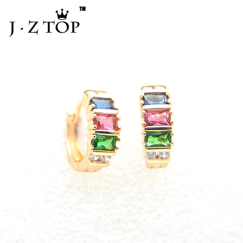 

Hoop & Huggie JZTOP Exquisite Bohemian Style Multiple Colour Zircon Earrings Crystal For Woman Fashion Oorbellen Jewelry Gift