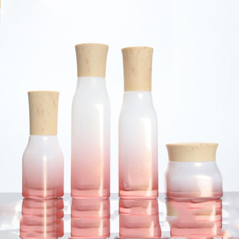 

Cosmetic Container Refillable Bottle Cherry Red Glass Bottle Cream Jar Spray Essence Lotion Pump 50g 40ml 100ml