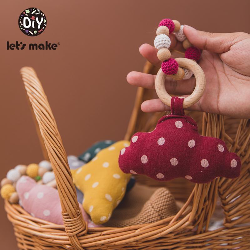 

Let's Make 1PC Baby Toys Rattle Bracelet Toys Beads Beech Wood Teething Wooden Teether Lovely Baby Soother Chain