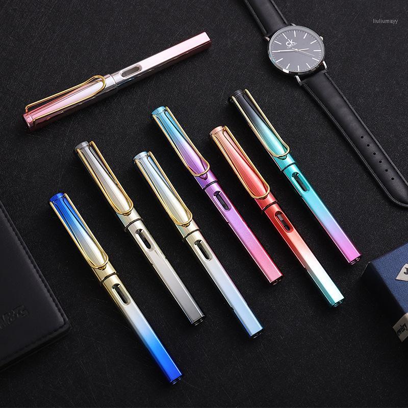 

Stationery Colorful Fountain Pen ink sac Metal Pens Student office supplies Children Calligraphy Practice Writing Pen nib F0.5mm1, Red