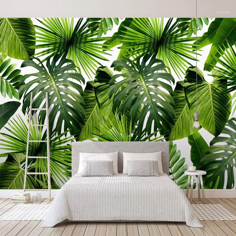 

Jointless 3D Custom Wallpaper Southeast Asia Tropical Rainforest Banana Leaf Photo Living Room Background Mural Wallpaper Modern1, As pic
