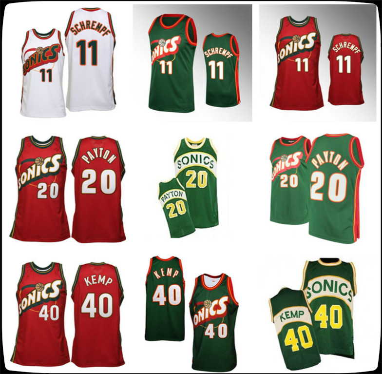 

Seattle SuperSonics MEN Detlef Schrempf Shawn Kemp Gary Payton Swingman Throwback basketball Jersey