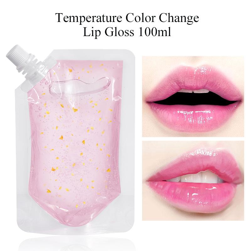 

Lip Gloss Base Gel Non Stick Clear Gold Foil Lip Gloss Base Lipstick Glosses Oil Gel DIY Material Temperature Color Change, 100 ml