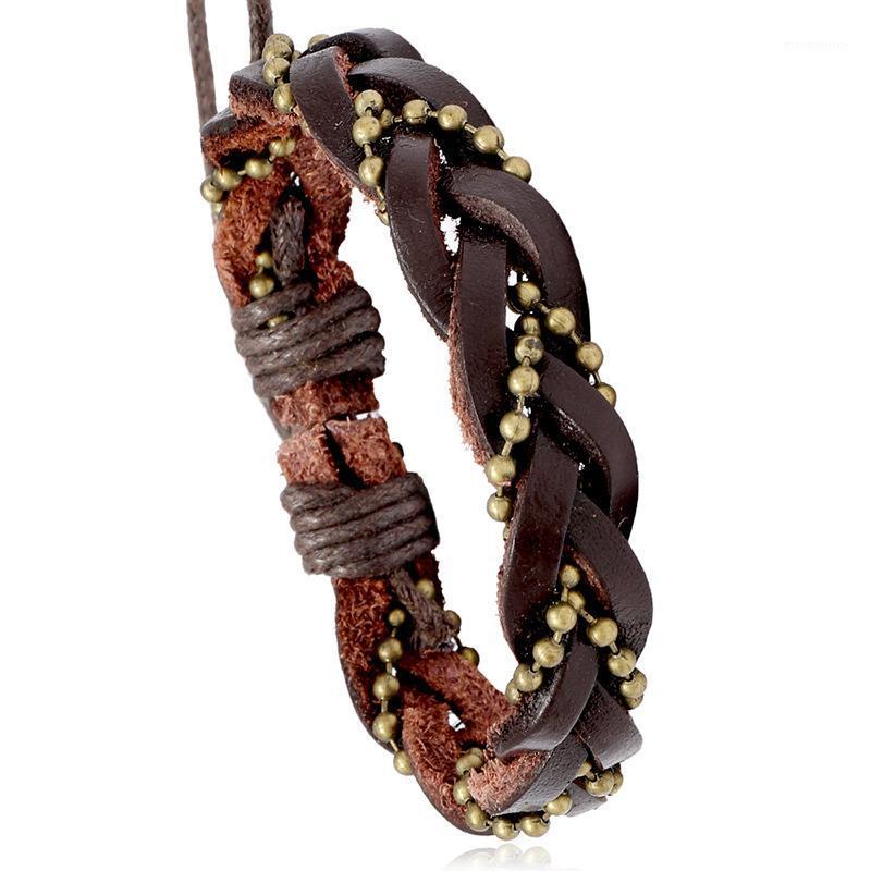

2020 Wholesale Fashion Multilayer Fashion Vintage Punk Style Woven Handmade Leather Bangles1