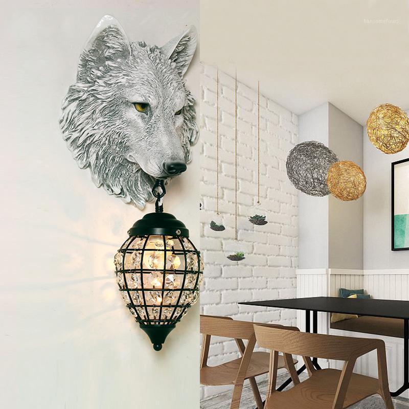 

Modern Nordic Resin Wolf Wall Lamp Creative Led Animal Lamp Fixture For Living Room Loft Industrial Cafe Room Bar E271