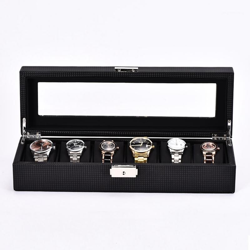 

5/6/10/12 Grid Watch Box Carbon Fiber Leather Wood Display Container Storage Holder Travel Organizer Case Gift1