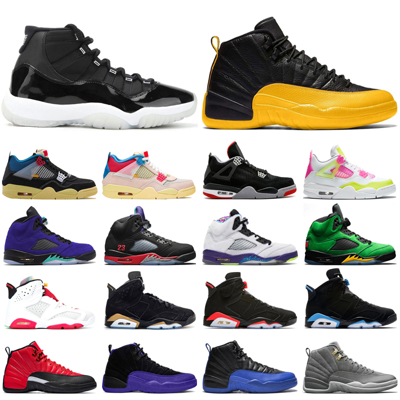 

Basketball Shoes Mens Trainers Jumpman 11s 25th Anniversary 12s University Gold 4s Union Album 5s Alternate Grape 13s Flint Sports Sneakers, White cement