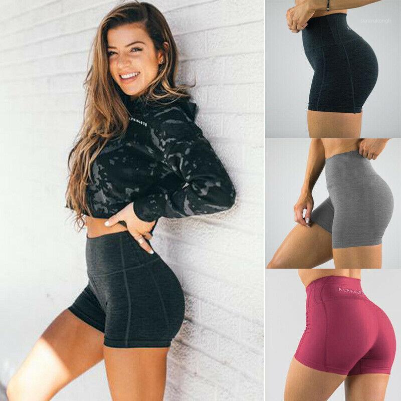 

Skinny Women High Waist Flexible Sports Shorts Workout Running Fitness Leggings Female Shorts Gym Leggings With Side Pocket1, Black