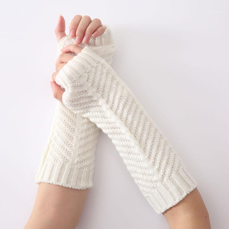 

Autumn And Winter New Fashion Women's Knitted Fishbone Warm Gloves Half Finger Exposed Finger Sleeves1