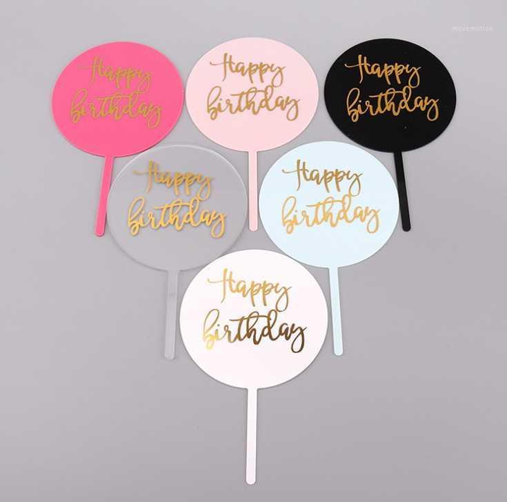 

Happy Birthday Cake Toppers Round Heart Star Shape Acrylic Cake Topper For Birthday Decor Flag Party Supplies Decor1