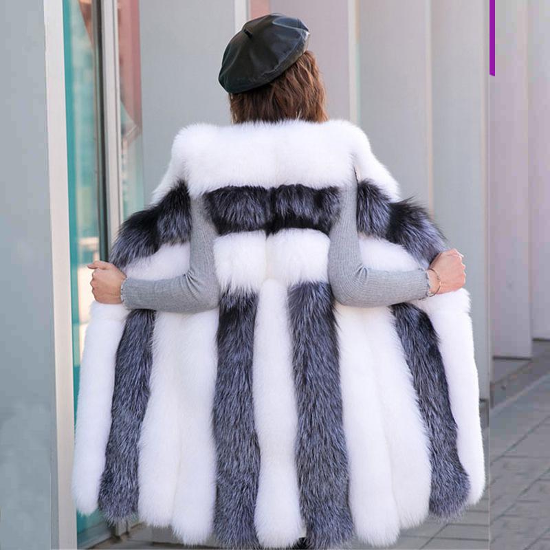 

Faux Sliver Fur Vest Women Winter Fashion Medium Long Artifical Fur Vests Woman Warm Fake Coats Female Ladies, White