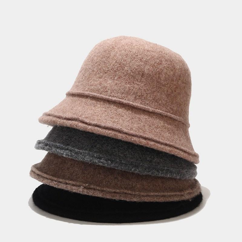 

Ins New Retro Pure Wool Fisherman Hat Female Street Fashion Bucket Hat Autumn and Winter Outdoor All-match Sunbonnet, Dark gray