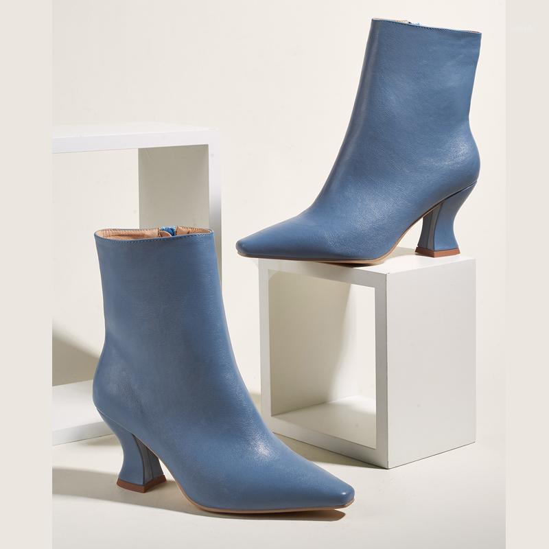 

New Women Ankle Boots Fashion Female Zipper Short Booties Causal Winter Pointed Toe Ladies Boots Woman Low Heel Dress Shoes1, Apricot