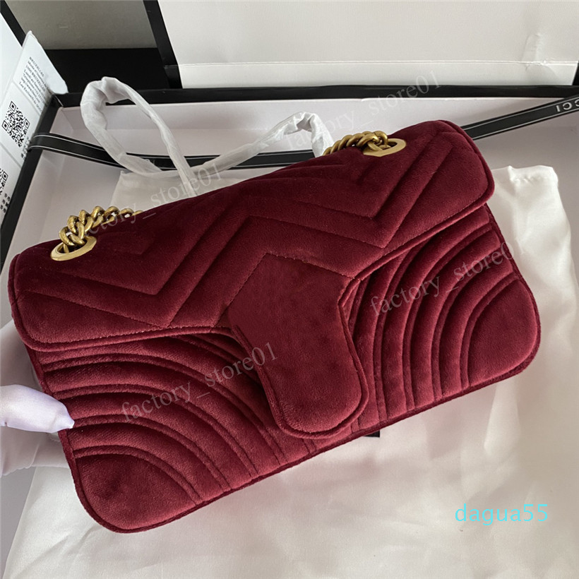 

High Quality Womens Handbags Luxurys Lady Shoulder Bags Fashion Clutch Chain Designers, Gold suede 26cm