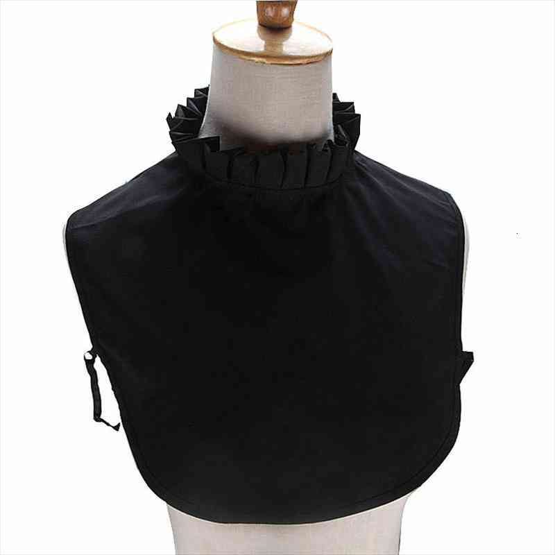 

Fashion Korea Wild College Navy Striped Sweater Bottom Wooden Stand Fake Collar Female Half-high Lotus Leaf Lace Beaded Ladies, White