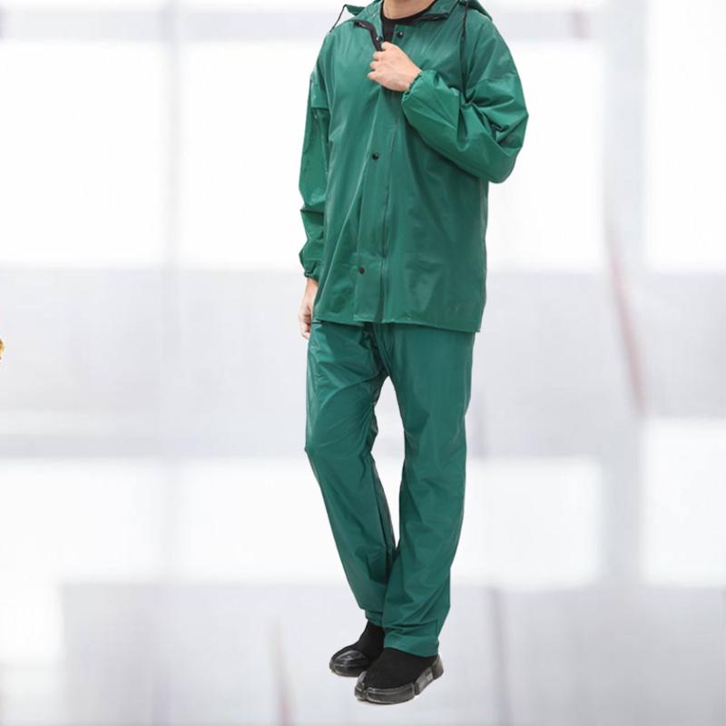 

1 Set Rain Jacket with Pant PVC Two Piece Raincoats Rain Suits for Fishing, Green
