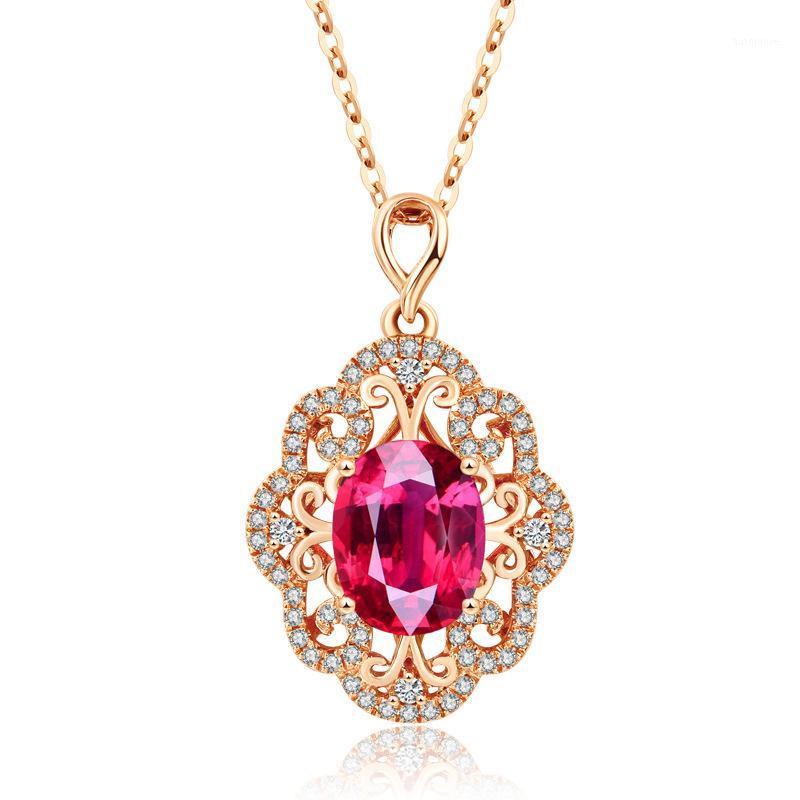 

RICKI Rose Gold Color Chokers Red Crystal Pendant CZ Necklace Wedding Jewelry Oval Vintage for Women Girls Gift Drop Shipping1