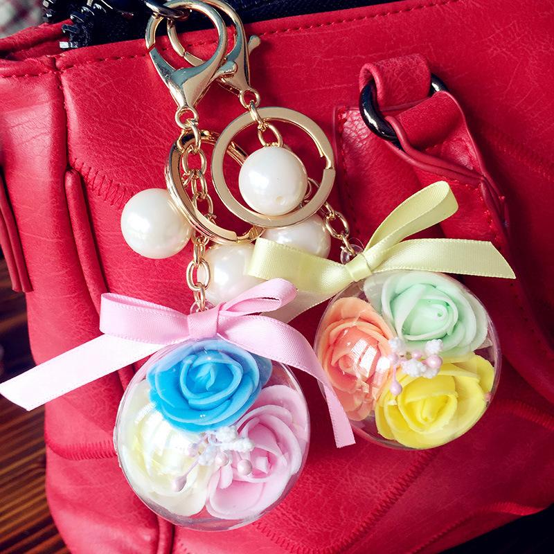 

Creative Preserved Fresh Flower Keychains Cute Star Series Car Key Chain Girl Bag Pendant Keyring Student Lovers Holiday Gifts