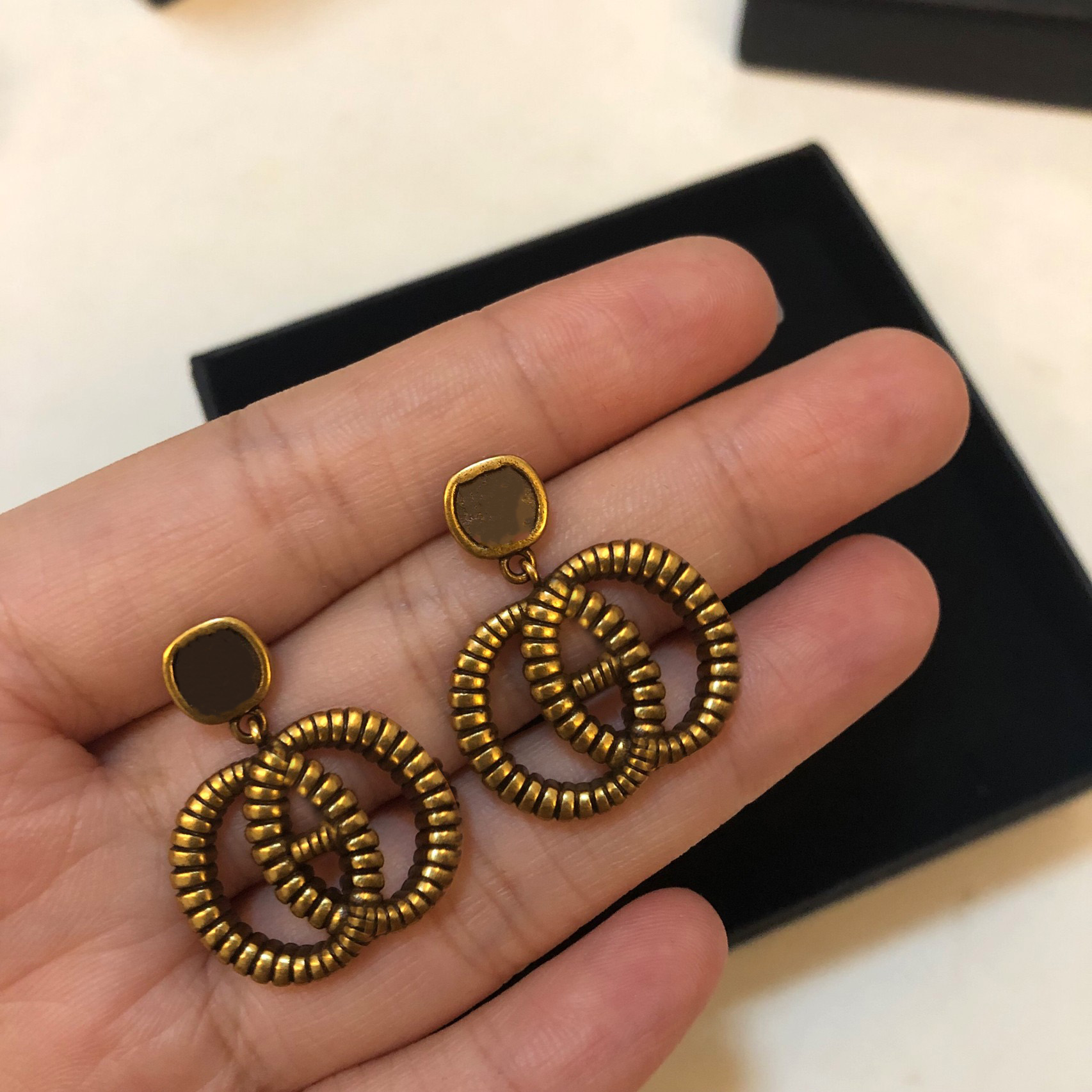 

18K Gold Plated Double Letters Stud Earrings Luxury Fashion Studs Classic Design Earring Party Wedding Engagement Lovers Gift Jewelry Wholesale