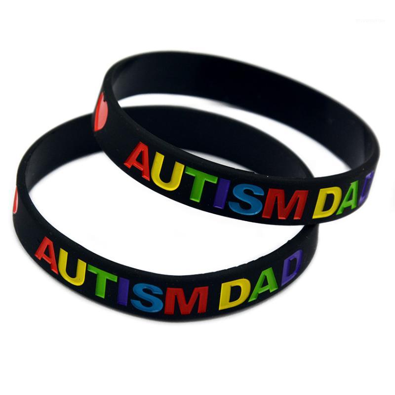 

OneBandaHouse 50PCS/Lot Multicolours Bracelet Love Autism DAD and MOM Silicone Wristband1