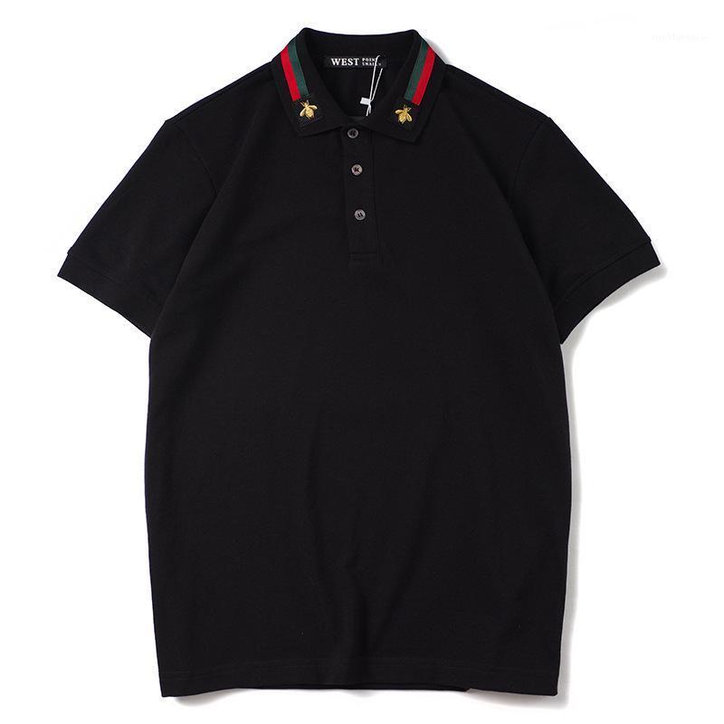 

Men's Polos High Novelty 21 Men Embroidery Bee Stripe Fashion Shirts Shirt Hip Hop Skateboard Cotton Top Tee S-2XL #B381