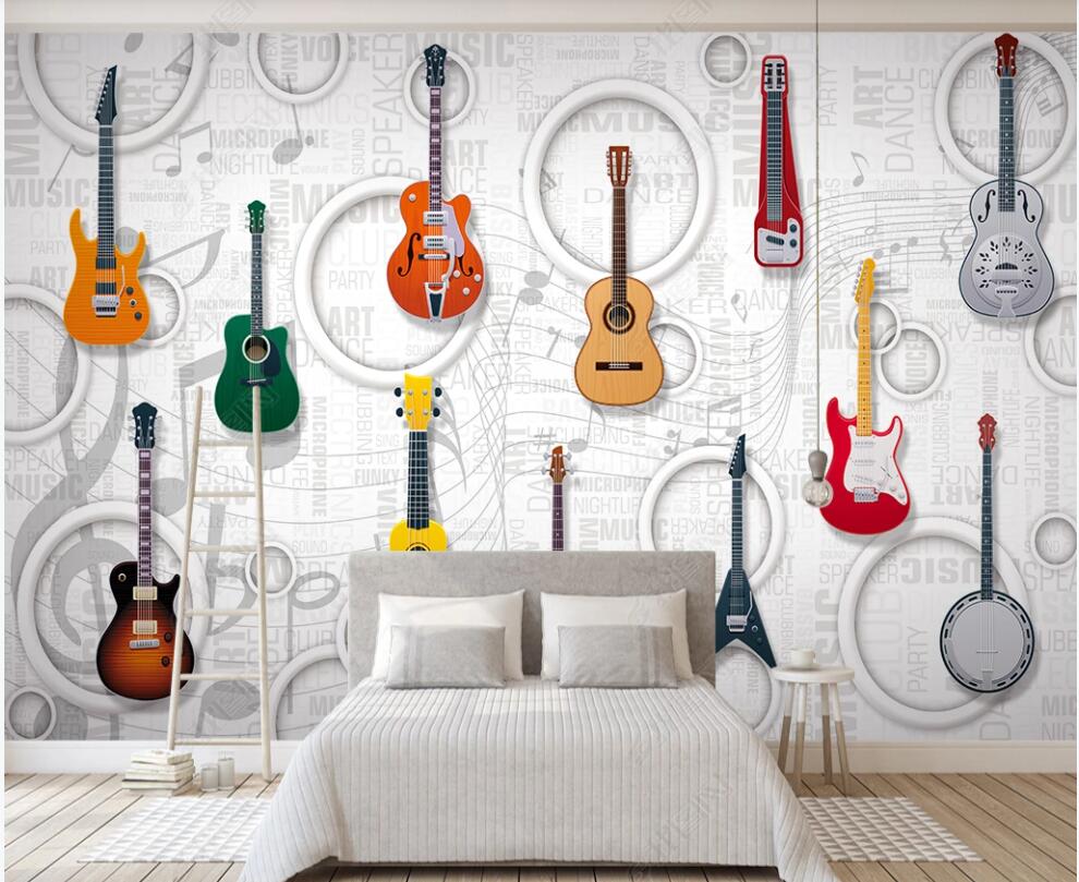

3d photo wallpaper custom mural Guitar Music Equipment KTV Bar home decor living Room 3d wall murals wallpaper for walls 3 d in rolls, Non-woven wallpaper