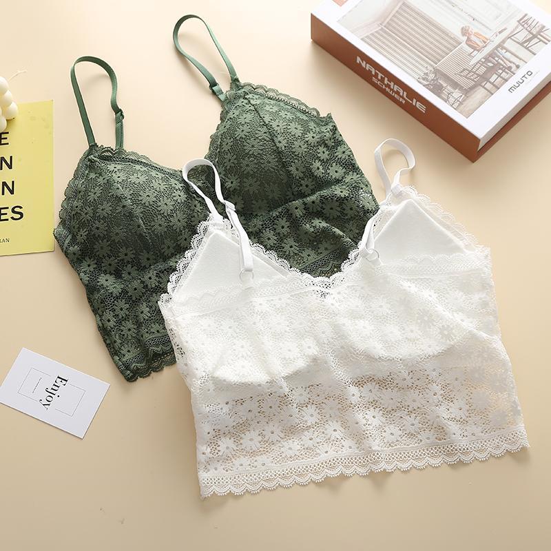 

Sexy Hollow Lace Crop Top Women No Wire Tank Tops Bralette Wrapped Chest Camisole Beauty Back Lingerie Femme1, Black