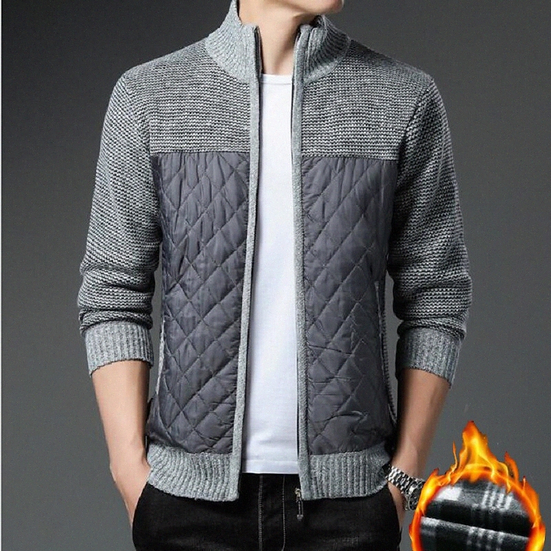 Men's Cardigan Knitted Solid Color Stylish Casual Long Sleeve Sweater Cardigans Stand Collar Winter Blue Black Light gray r7r1#