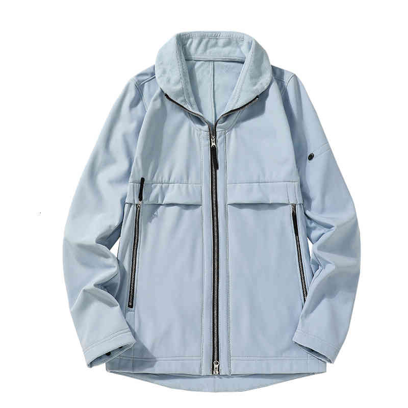 

Men's Jackets konng gonng FW Autumn style lapel soft shell fashion jacket thickened Plush mens winter coat imported fabric X4NC, Sky blue