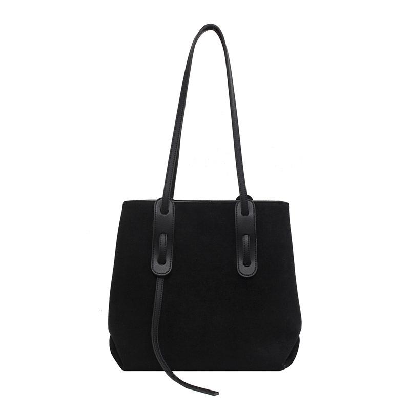 

2021 new tweed simple black versatile ins tote bag for office workers, Coffee