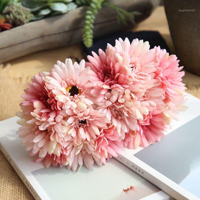 

Artificial Flowers Bouquet Silk Flowers Fall Gerbera Artificial Plastic For Wedding Home Accessories Party Room 7 Heads1