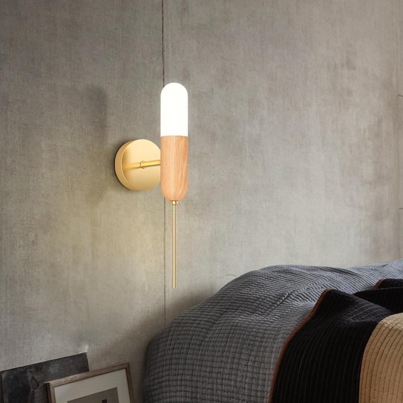 

FSS Nordic Copper Art Log Wall Lamp Modern Gold Copper Bedroom Study Dressing Table Bedside Lamp Household Corridor