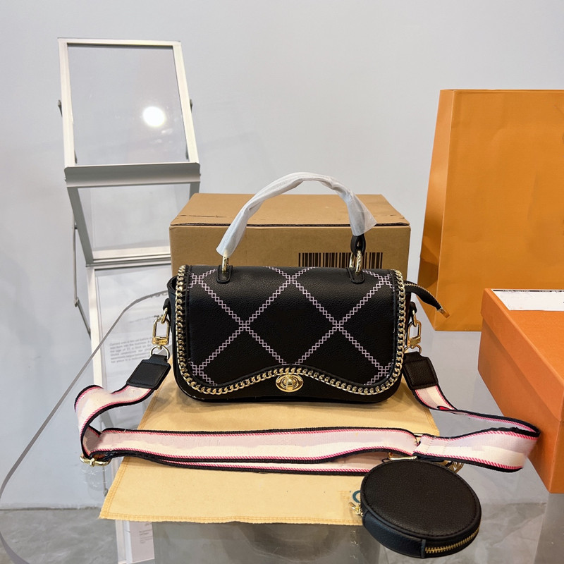 

2-piece Women Floral Shoulder Bags Chains Diamond Lattice Designers Handbags Purses Cross Body Phone Bag fashion Baguette Saddles Lady Pochettes Wallets Top, Option