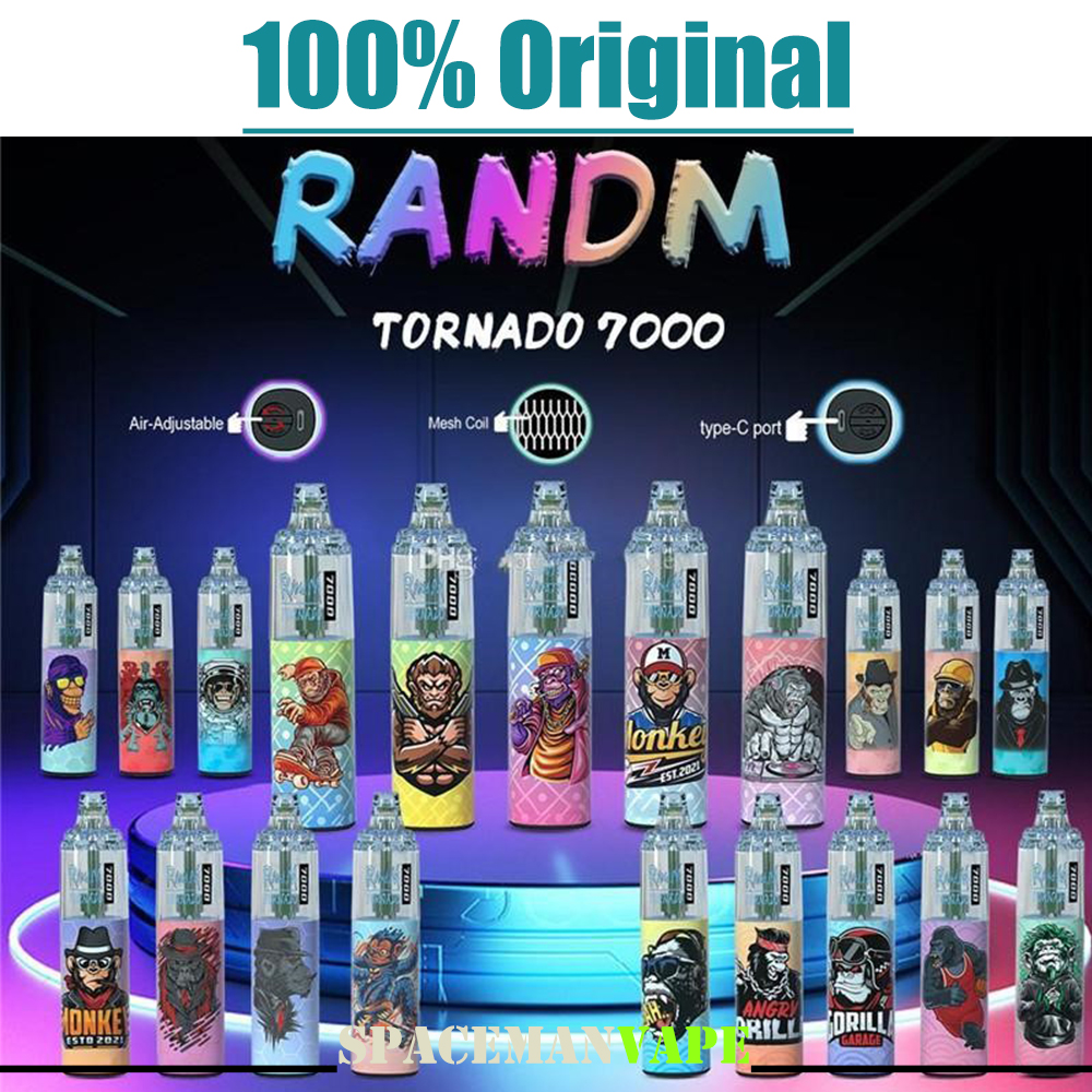 

100% Original RandM Tornado Disposable Vape Pen 7000 Puffs E Cigarettes With 14ml Pre-filled 6 Glowing Colors Rechargeable 5% vs Puff Bar Plus Bang XXL Gunnpod vp R&M Rick&M