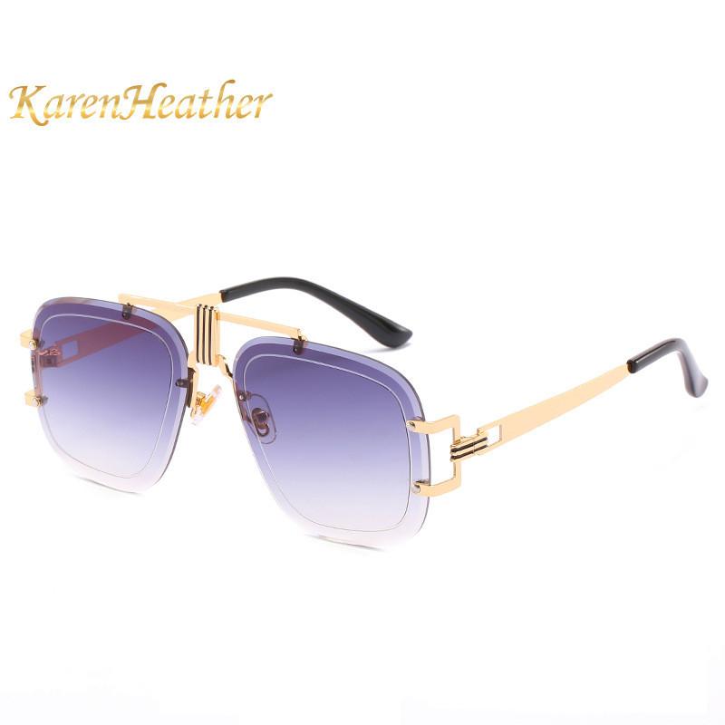 

2021 New Irregular Frameless Sunglasses Women Gradient Alloy Frame Brand Glasses Designer Fashion Female Shades KEDI58046