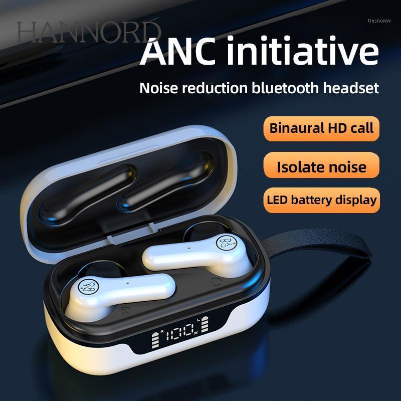 

ANC Pro Bluetooth V5.1 TWS Earphone Active Noise Cancelling With LED Display Portable Wireless Touch Control Earbuds Headset1, White